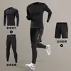 Traje de Corrida de Inverno Transfronteiriço para Homens, Camada de Base Térmica com Forro de Fleece, Roupa de Compressão de Secagem Rápida para Esportes, Fitness e Treinamento de Esqui