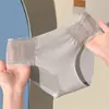 Roupa íntima feminina sem costura de seda gelada de alto valor 10A com virilha de algodão puro antibacteriana, novo estilo, calcinha triângulo com renda emendada para mulheres