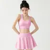 Conjunto de Saia-Shorts Fitness Estilo Coreano para Tênis com Bojo embutido, Sutiã Esportivo, Shorts de Segurança Embutidos, Saia para Golf, Yoga