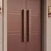 Tubo cuadrado barra recta manija de puerta de vidrio manija de puerta con patrón de acero inoxidable tubo cuadrado puerta corrediza resorte de piso puerta KTV manija grande