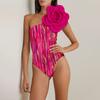 Traje de Baño Entero para Mujer 2024 Aliexpress Decoración de Flores Exageradas Traje de Baño de un Hombro Conjunto Estilo Caliente Transfronterizo 2912