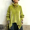 2026 Nuevo Otoño Estación Independiente de Amazon Moda Casual Tejido Terciopelo Dorado Botón Asimétrico Cuello Alto Top para Mujer