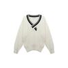 Suéter de Punto con Diseño de Cuello en V Irregular de Nicho para Hombre Primavera y Otoño Estilo Holgado Perezoso Rayado en Contraste Suéter Pulóver