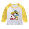 Camiseta infantil de manga comprida, roupas para primavera e outono 2022, meninos e meninas, estilo ocidental, algodão puro, camisa fina, parte inferior, moderna, entrega de uma peça