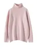 Suéter Casual Holgado de Cachemir para Mujer Otoño e Invierno, Cuello Alto Medio, Engrosado, Tejido de Punto de Cachemir Estilo Perezoso