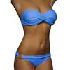 Comercio Exterior Popular Sexy Europeo y Americano Traje de Baño de Mujer con Abertura Color Sólido Bolso Duro para Mujer Anillo Doble Amazon AliExpress bikini