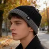 Nuevo Gorro de Punto con Bloques de Color Transfronterizo para Hombres y Mujeres, Gorro Corto, Elegante Gorro Cálido de Invierno, Versátil Gorro de Punto para Otoño e Invierno