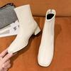 Botas de Cano Médio, Novas Botas Slim Versáteis, Sapatos de Salto Único e Salto Grosso para Primavera e Outono 2021, Botas de Celebridade da Internet para Mulheres