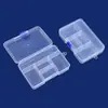 Hebilla Deslizante de PP Caja de Plástico Rectangular Transparente de Cinco Compartimentos No Desmontable Caja de Embalaje para Componentes de Hardware Digital