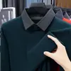 Suéter Grosso Transfronteiriço para Homens, Falso Duas Peças, Nova Moda Outono e Inverno 2026 Camisa Gola Alta Manga Longa Tricô para Homens