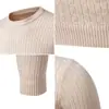 Suéter de punto trenzado para hombre 2026, cuello redondo, ajuste slim, elástico, manga larga, Otoño Invierno, Capa interior de negocios, Capa base