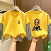 Camiseta de manga larga de algodón puro a rayas y retazos para niñas, nuevo estilo otoño 2026, corte holgado, adecuada para niños medianos y mayores, ropa de otoño, prenda interior para niñas