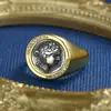 Nuevo Anillo Abierto de Plata de Ley con Moneda Antigua Griega Antigua Dionyor Estilo Europeo y Americano de Nicho Joyería de Mano de Alta Gama para Mujer 2022