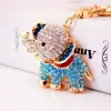 Llavero creativo de elefante de cristal con incrustaciones de diamantes, llavero de animal, accesorios para bolso, colgante de metal, pequeño regalo