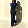2026 Comércio Exterior Transfronteiriço Europeu e Americano Nova Roupa Feminina Elegante Moda Cor Sólida Cintura Marcada Manga Curta Calça Longa Conjunto de Duas Peças