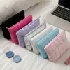 Bolsa de Maquillaje Portátil Acolchada de Venta Caliente Transfronteriza Moderna Bolsa de Almacenamiento Plegada Color Sólido con Patrón de Diamantes Bolso Portátil Casual Estilo Coreano para Mujer