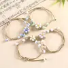 Pulsera de Cerámica Hecha a Mano con Cuentas, Estilo Antiguo Étnico, Flor Incrustada en Piedra, para Mujeres, Estilo a Juego para Novias, Diseño Tejido, Suministro Directo del Fabricante