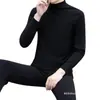 Conjunto de ropa interior térmica de doble cara para otoño e invierno, cuello medio alto para hombre, forro polar, top y pantalones térmicos engrosados, ropa casual