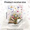 Acuarela Retro Libro Plegable Flores Mariposas Adhesivo de Pared Autoadhesivo Removible Habitación Pared Atmósfera Festiva Pegatina Decorativa