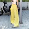Pantalones Anchos de Pierna Rosa Flor de Cerezo Moda Simple Delgada 2025 Jeans Ajustados de Cintura Alta Pierna Ancha Ropa Casual para Mujer