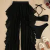 Trajes de baño nuevos 2024 Estampado Europeo y Americano Pantalones de Playa Bikini Sexy para Mujer Traje de Baño Dividido Traje de Baño de Tres Piezas