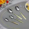 Conjunto de Talheres de Aço Inoxidável com Revestimento Dourado 12 Peças, Garfo de Frutas Criativo Polido com Cauda de Fênix, Talheres Ocidentais para Hotel