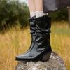 Botas western de salto grosso pontudas estilo europeu e americano botas de salto alto salto médio novo outono e inverno 2024 moda feminina botas comércio exterior transfronteiriço