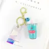 Chaveiro Criativo de Letra com Óleo e Bolinhas Coloridas Flutuantes Delicadas, Adequado para Meninas, Argola de Chaveiro de Bolsa de Casal
