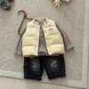 Conjunto de Chaleco de Plumas de Elefante de Dibujos Animados para Bebé, Nuevo Estilo Otoño/Invierno para Niños, Chaleco de Plumas de Pato Blanco con Pantalones Versátiles de Manga Larga