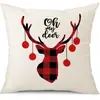 Juego de Fundas de Almohada Transfronterizas para Navidad Europea y Americana, Funda para Cojín de Sofá de Sala de Estar, Funda para Almohada de Cintura con Reno Papá Noel Árbol, Suministro de Fábrica