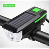 Luz Solar para Bicicleta Luz Dianteira de Carro Luz com Buzina Carregável Luz para Pedalar à Noite Luz Forte Lanterna para Bicicleta de Montanha Acessórios para Bicicleta
