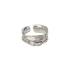 2024 Estilo Coreano Personalidade Design Jóias 925 Prata Esterlina Irregular Groove Anel Abertura Ajustável Alto Sentido Feminino