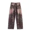 Calça de jacquard prateado com barra curva na cor café, não elástica, estilo europeu e americano, da marca Z, popular no AliExpress, azul marrom escuro ZA