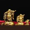 Gu Yunzhai Latão Buda Sorridente de Latão Buda Carregando Saco Buda Saco de Dinheiro Ornamento de Latão Buda Maitreya Estatueta de Cobre para Atrair Riqueza