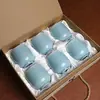 Taza de Cerámica Celadón de la Horno de Longquan Taza Pequeña de Té Juego de Té Kung Fu del Maestro Taza de Degustación de Seis Colores con Grietas de Hielo Caja de Regalo