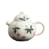 Jingdezhen Pintado a Mano Cerámica Famille Rose Fruta de Durazno Tetera Doméstica Gongfu Tetera Individual para Preparar Té Juego de Té Retro Japonés