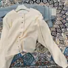 Chaqueta corta de béisbol con silueta tridimensional para mujer, holgada y versátil, chaqueta casual de cuello redondo, cárdigan sudadera casual