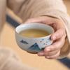 Taza Antigua Pintada a Mano Agua de Montaña Azul Fondo Boca Vaso Cerámica Hogar Taza Maestra Taza de Degustación de Té Tazas de Té Juego de Té Kung Fu Taza Pequeña Trabajo