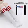 Calcetines de Estudiante con Tres Rayas, Calcetines Deportivos de Poliéster-Algodón de Media Pantorrilla, Calcetines de Fútbol Hasta la Rodilla, Calcetines Largos para Niños
