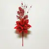 Rama de Flor de Navidad Artificial de Cabeza Única para Bodas, Eventos Festivos, Fiestas, Decoración de Árbol de Navidad, Bayas con Purpurina, Rama de Flor de Navidad