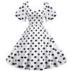 C vestido feminino de comércio exterior retro novo estilo de viagem saia de reunião anual onda balanço manga curta onda ponto comprimento médio saia grande balanço