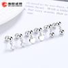 Aretes de circonita de amor plata 925 simples ins aretes de cuentas redondas diseño de nicho patrón de tornillo aretes de tapa de rosca joyería