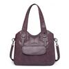 Bolsa Feminina de PU Nova Moda Vintage Bolsa Tote Casual Bolsa de Ombro Transversal Grande Capacidade Cor Sólida Couro Macio Bolsa para o Dia a Dia