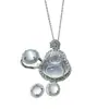 Set de colgante bañado en plata con Buda de calcedonia blanco hielo, Buda Maitreya de ágata blanca, pendientes y anillo de jade, set de tres piezas