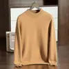 Suéter de cachemira para hombre, tejido de lana de doble hebra de siete puntadas con cuello semialto engrosado, jersey de punto, capa base de lana para otoño e invierno