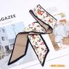 Bufanda de Seda Retro Francesa Cinta para el Cabello Lazo Bolsa Multiusos Elegante Bufanda Pequeña Satén Larga Estampada Sombrerería
