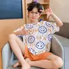 Pijama de Verano para Niños Niños Delgado de Manga Corta Imitación Algodón Ropa de Casa de Verano para Niños Mayores Conjunto Nuevo Estilo 2026
