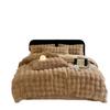 Juego de cama de cuatro piezas de terciopelo de conejo clase A, ropa de cama de terciopelo de leche simple engrosada de doble cara de terciopelo coral, sábana de invierno, funda nórdica estilo Ins