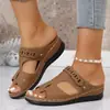 Sandalias de Chancla para Mujer de Tallas Grandes, Estilo Verano 2025, con Cuña, Punta Abierta Boca de Pez, Zapatos Ligeros para Mujer para Exportación