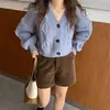 Novo suéter feminino estilo coreano e japonês para outono e inverno, design solto, jaqueta cardigã de tricô curta com decote V de nicho, roupas femininas da moda